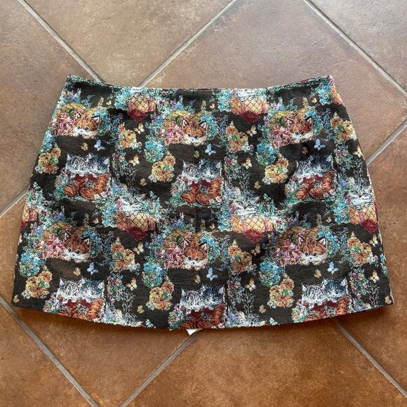 NWT Cider Jacquard Kittens Mid-Rise Mini Skort w Side Zip Fall Colors size 24 - Picture 10 of 10